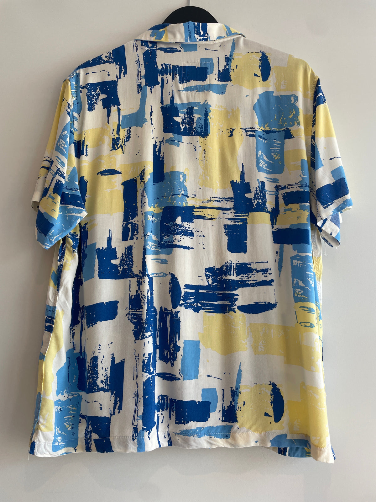 Percival SS Shirts Block Print Blues/Lemon Size Large