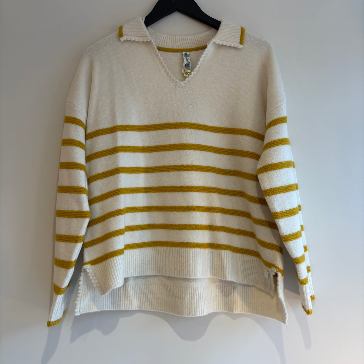 Weird Fish stripe jumper White/ochre Size 16