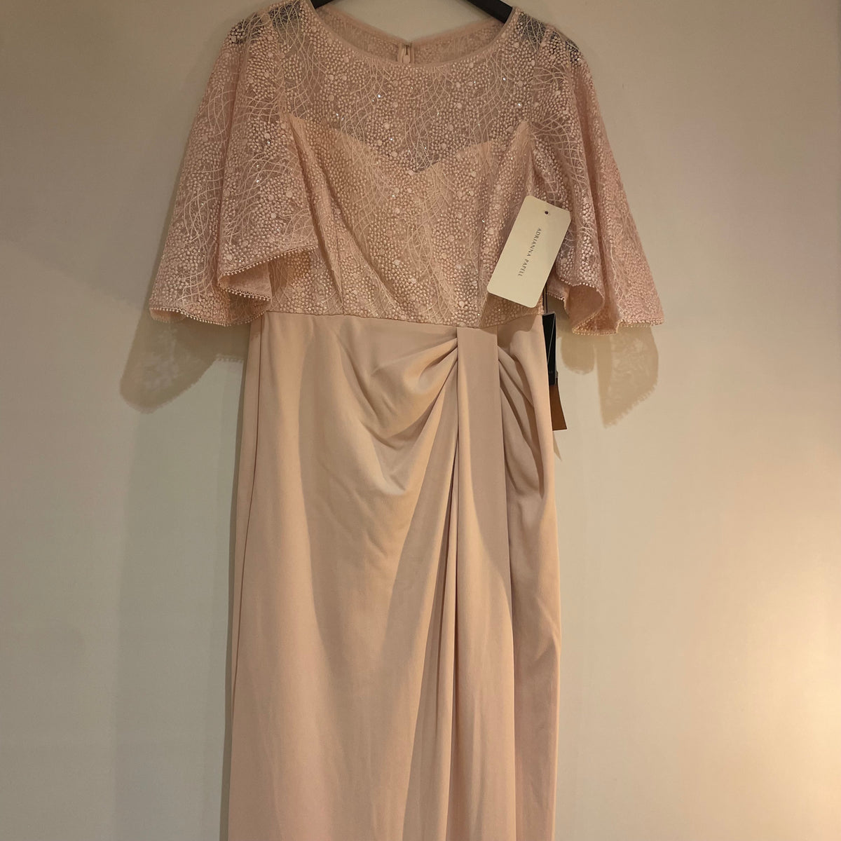 Adrianna Papell flutter sleeve gown Light Blush Size 12