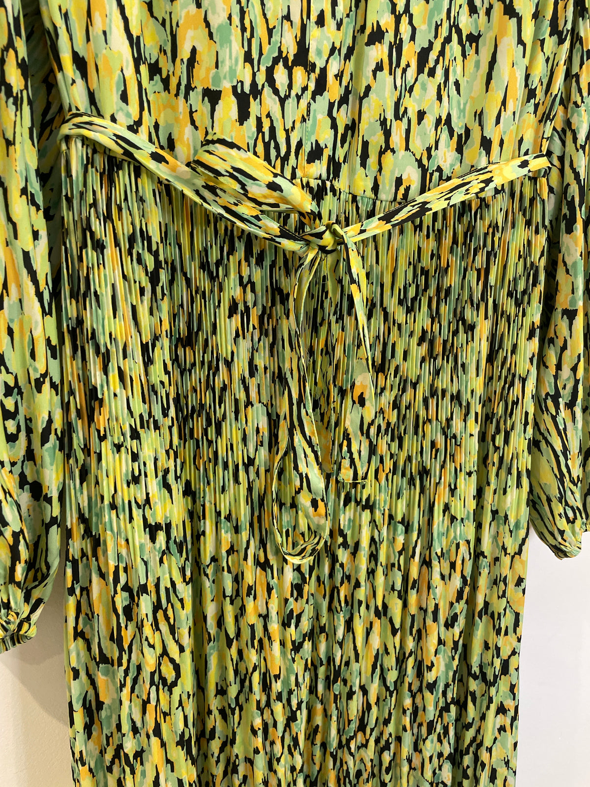 Oliver Bonas Midi Dress Smudge Print Lime/Citrus Size 18