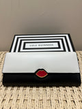 Lulu Guinness 'Cora'  Enamel Red Lips Purse Black/chalk O/S