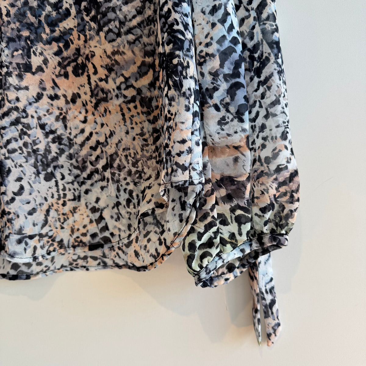 Mint Velvet sheer animal print blouse Peach/Greys Size 14