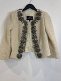 Gai Mattiolo Couture Vintage Boucle Jacket Cream/Black Diamond Crystal Size 10