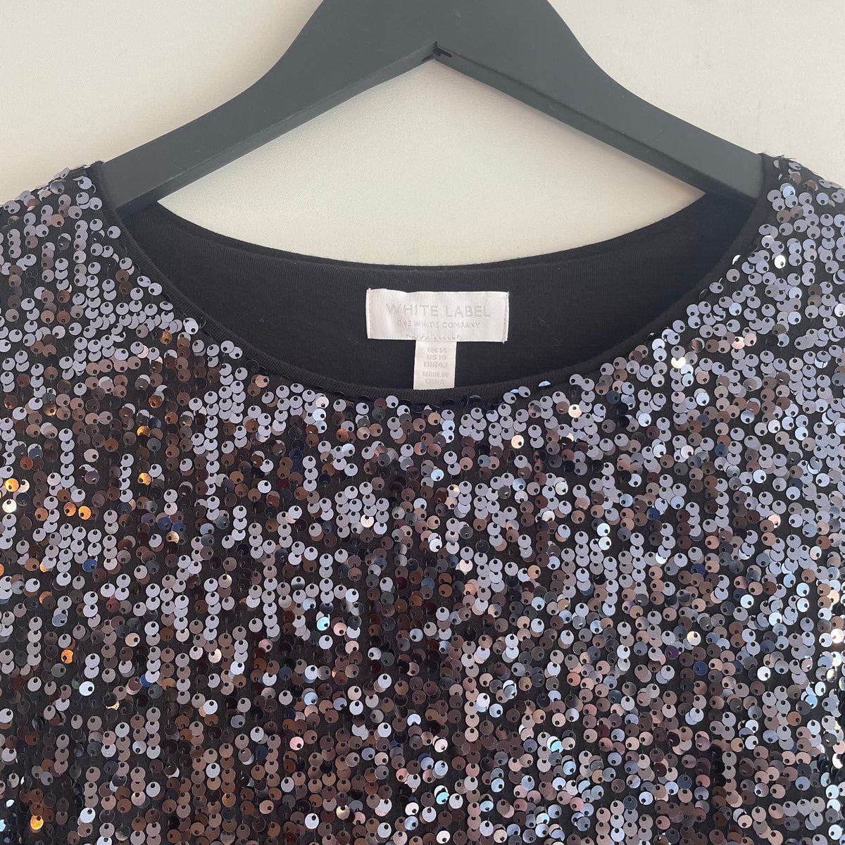 White Label sequin top Blue Size 14