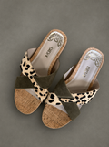 Biba leather crossover sandal Khaki/animal size 40