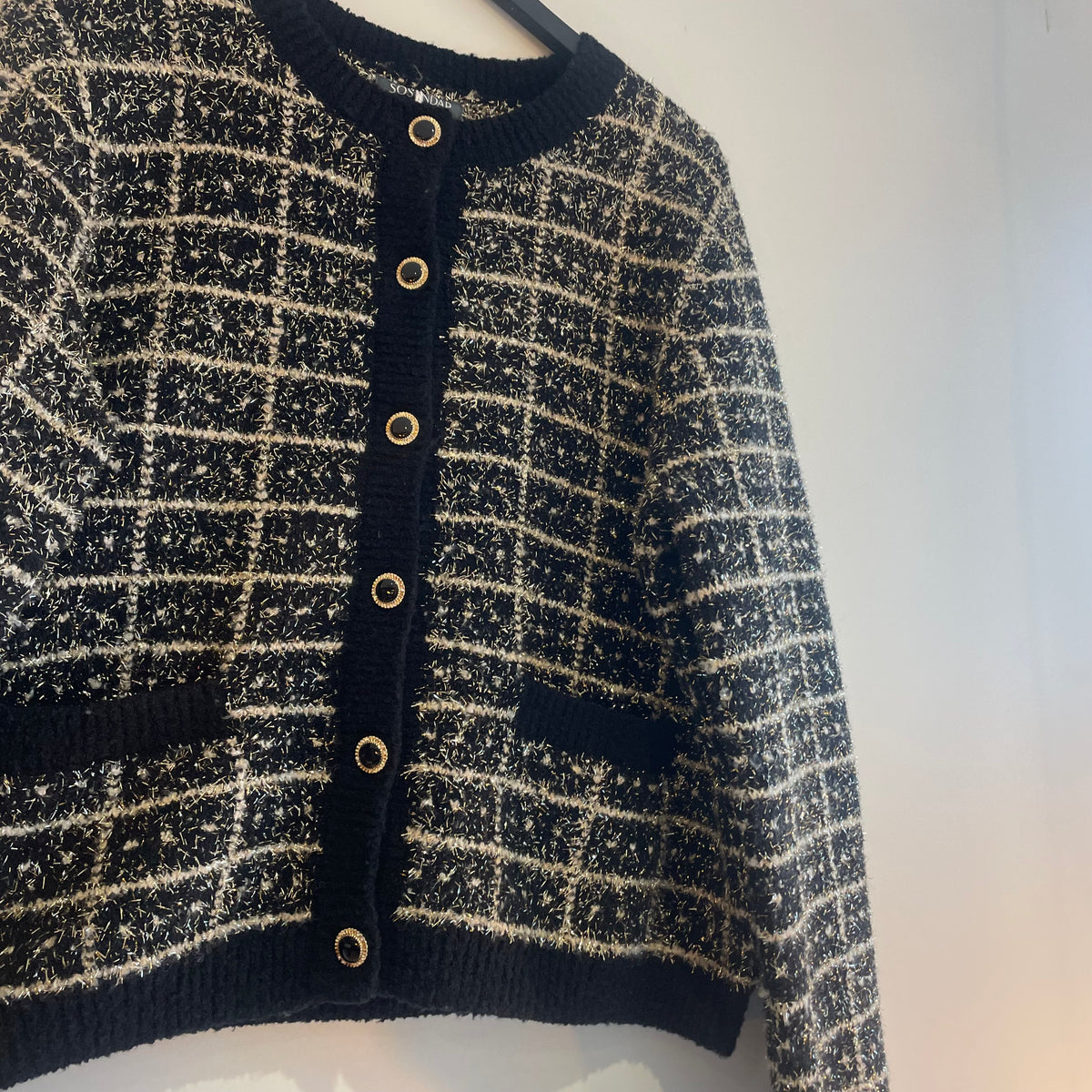 Sosander lurex cardigan Black/gold 16