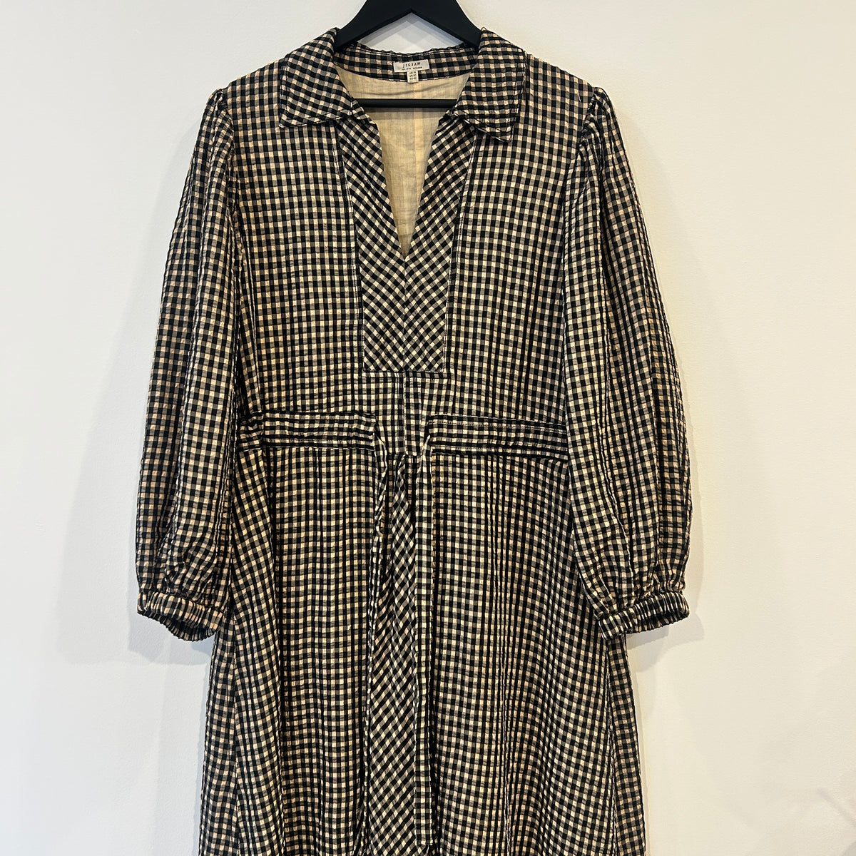 Jigsaw gingham dress Black/beige Size 14