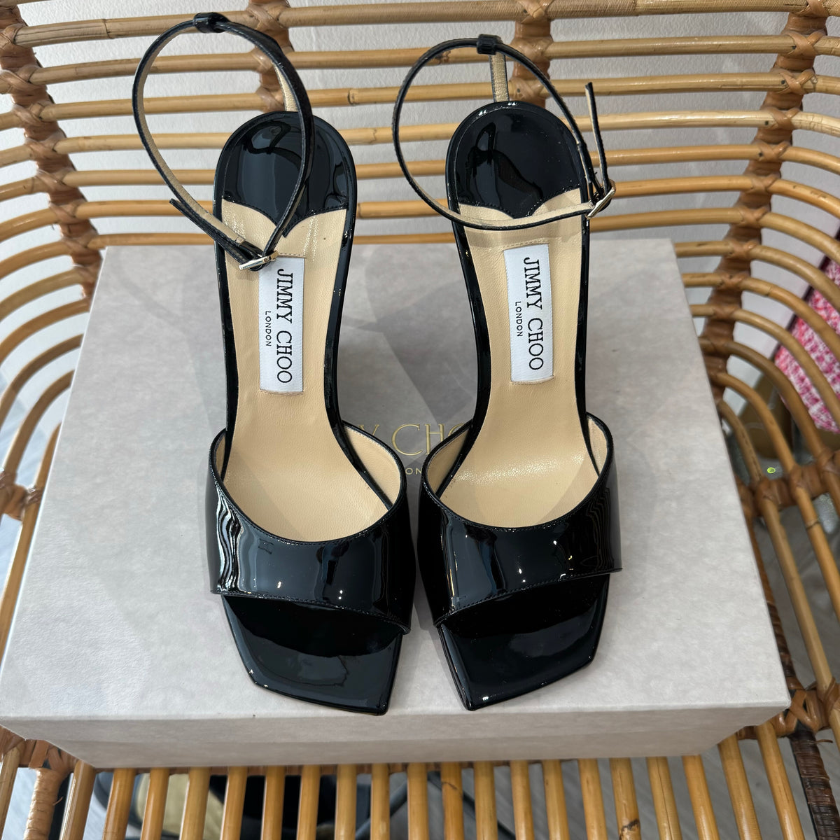 Jimmy Choo Brien patent wedge sandal Black Size 5