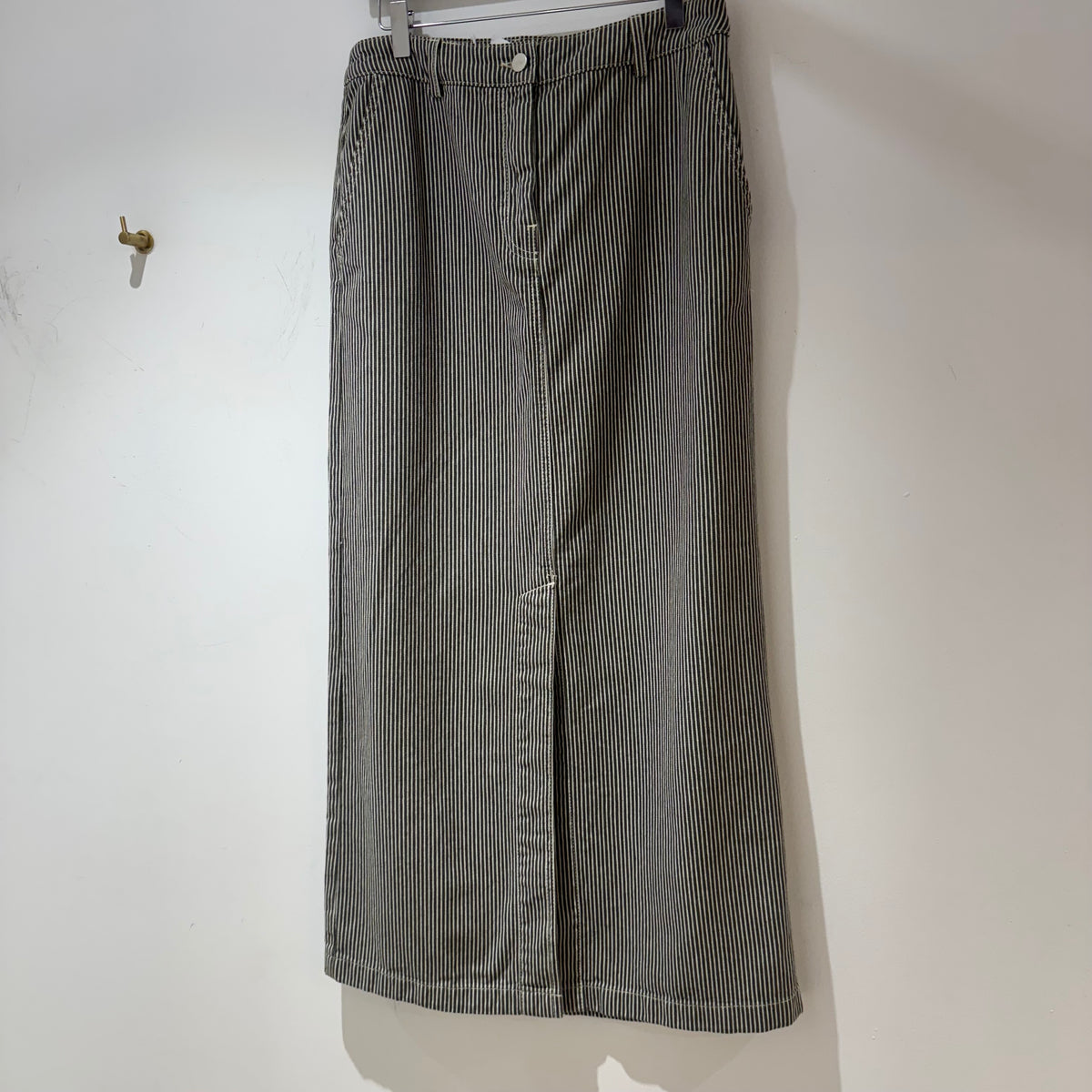 Hush Amalia stripe denim maxi skirt Dark Olive Size 10