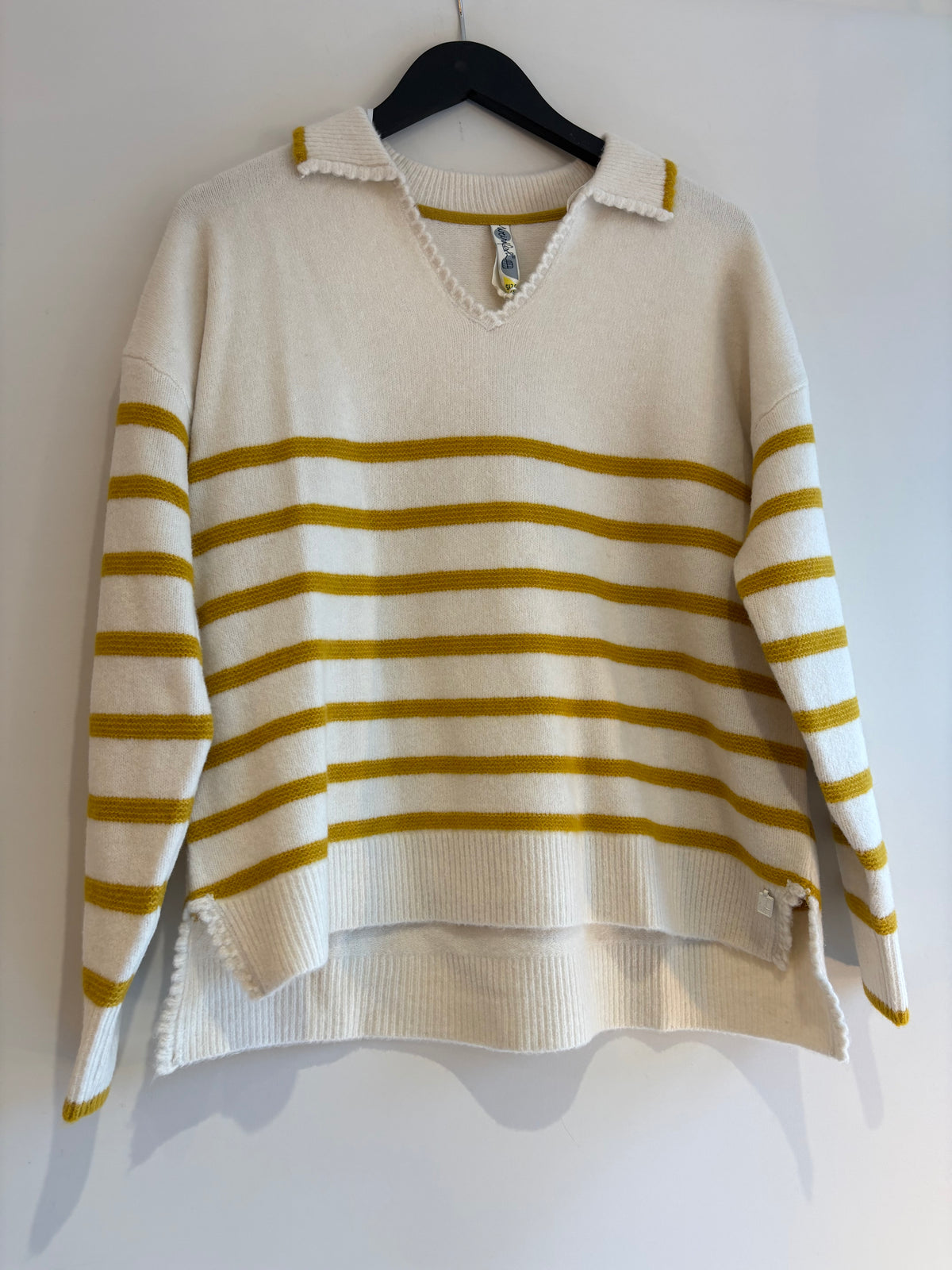 Weird Fish stripe jumper White/ochre Size 16