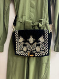 Monsoon embroidered velvet bag Black/Gold