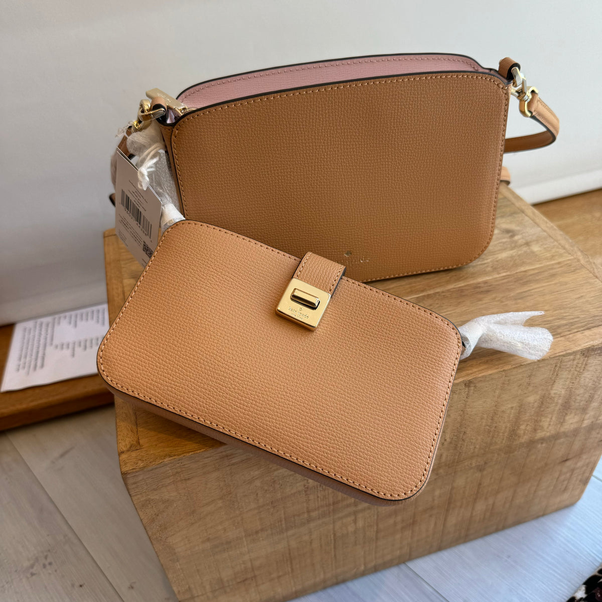 Kate Spade double crossbody bag/purse Nude/blush