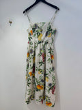 H&M Linen Citrus Print Dress Ivory/Yellow/Green Size Medium