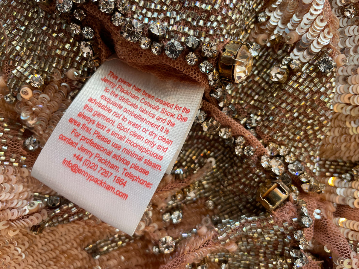 Jenny Packham Vintage Sequin/Tulle mini dress Blush/Rose Gold Size 12