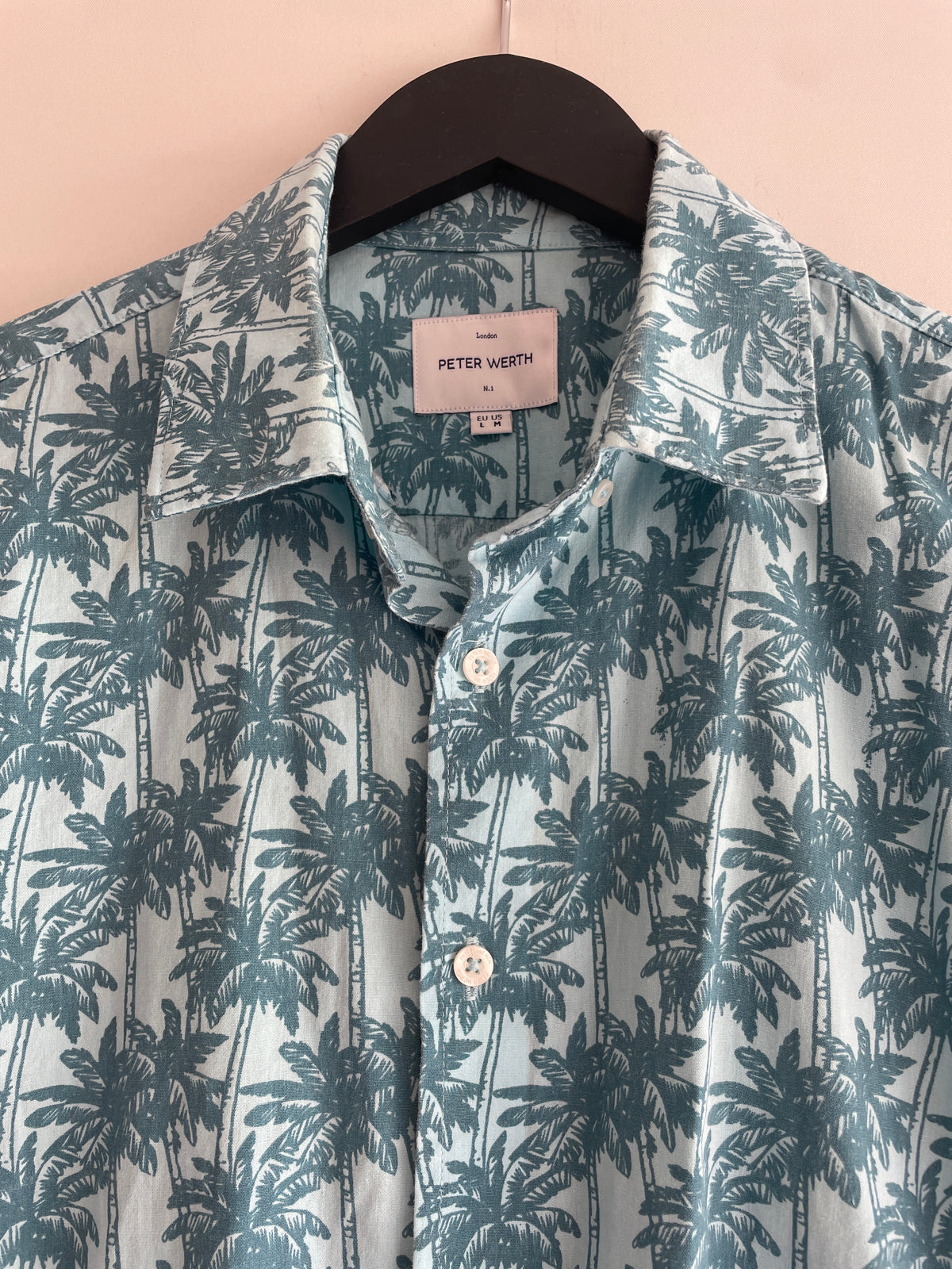 Peter Werth SS Shirt Palm print Seafoam Size Large