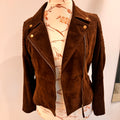 Joe Browns Super Soft Suede Collared Biker Jacket Chocolate Size UK 16