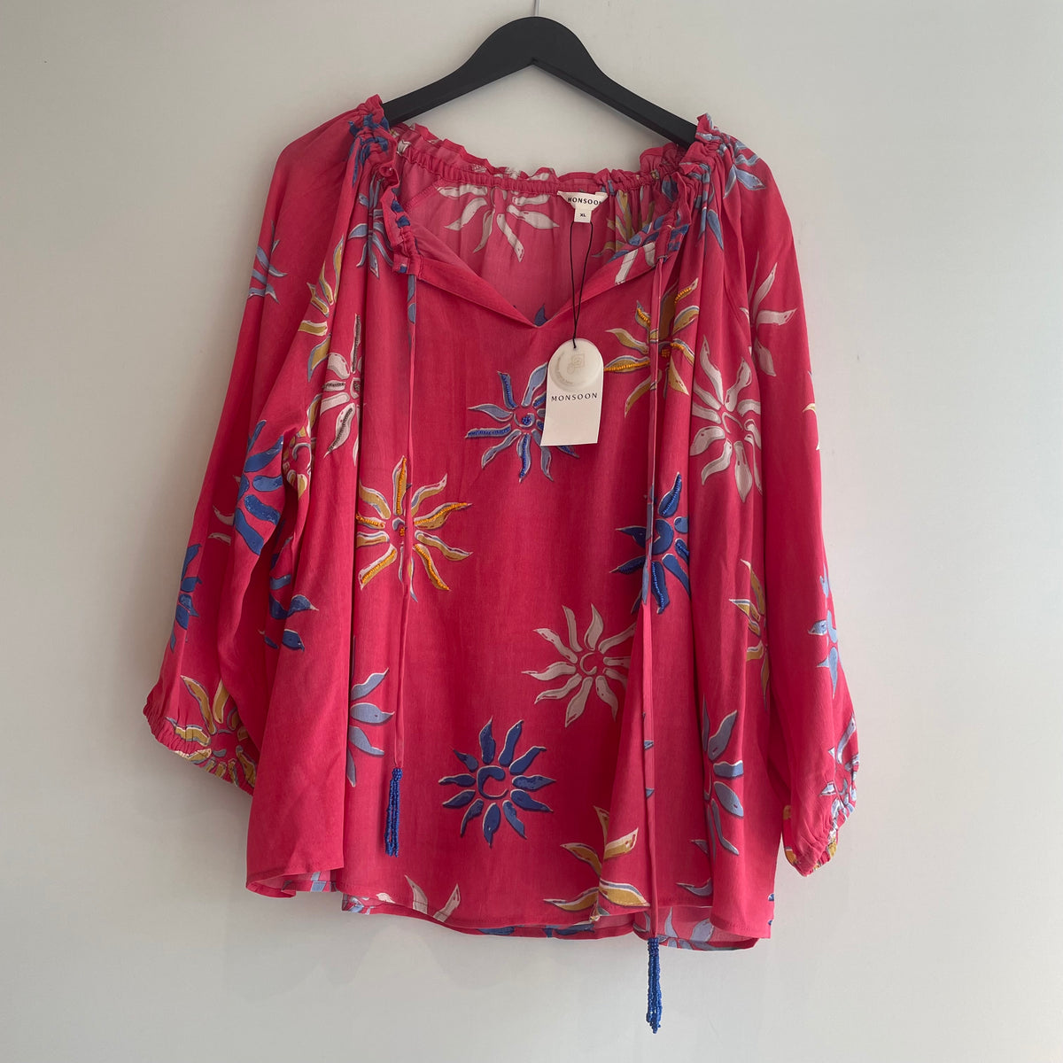 Monsoon Beach top Sun print Hot Pink/Multi Size XL