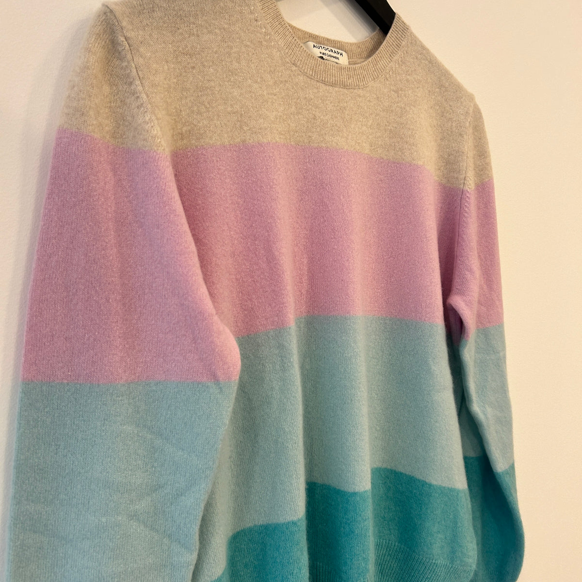 Autograph cashmere stripe jumper Oat/Pink/Blue/Aqua Size 14