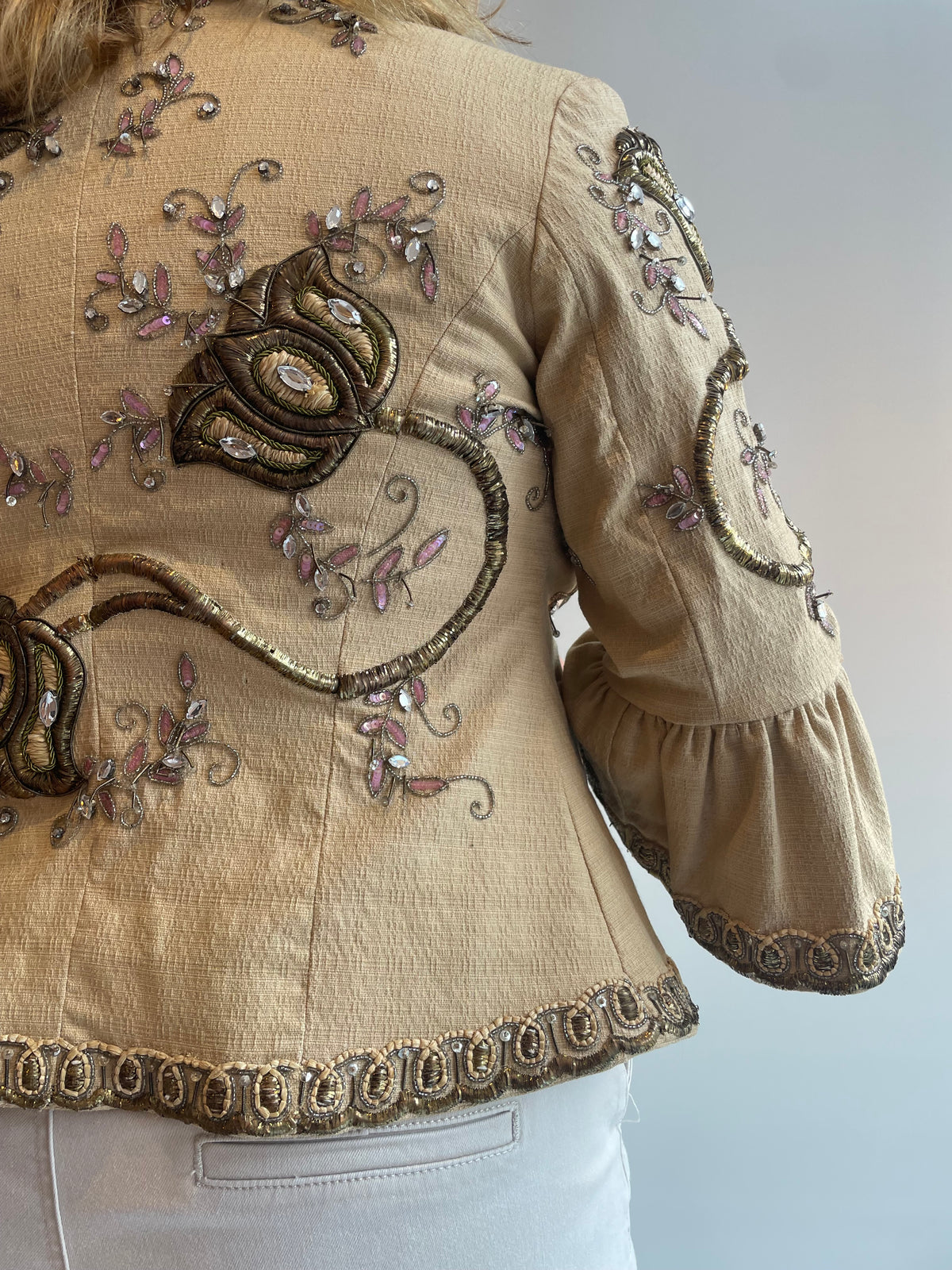 Love Sex Money Collection Embellished Jacket Pale Gold/Antique Gold Size IT46