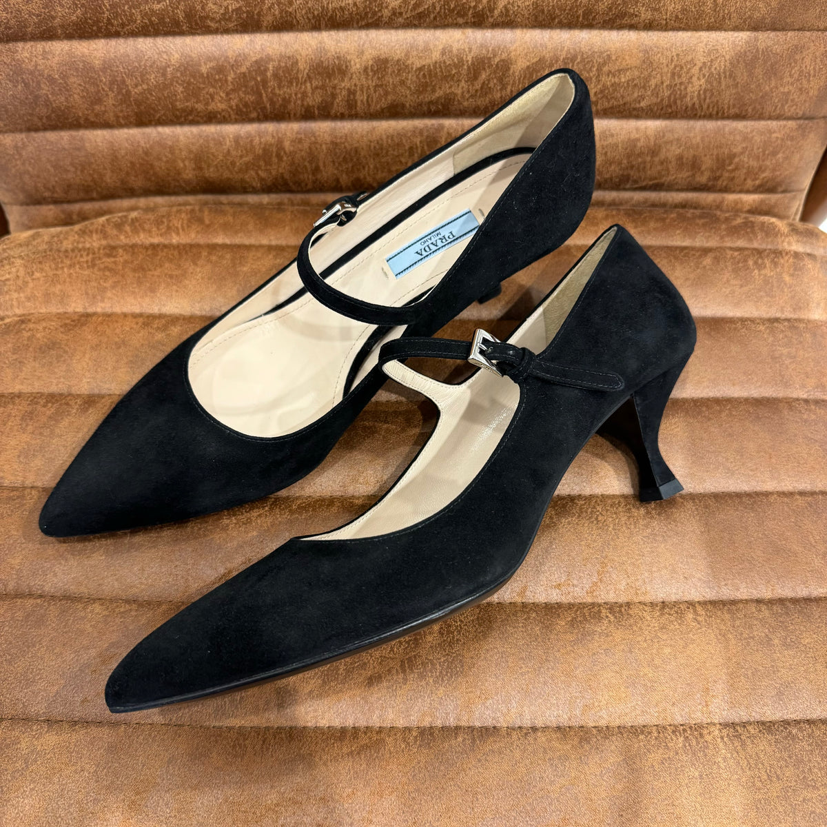 Prada suede kitten heel black Size 41 UK 8