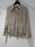 Mint Velvet sequin fringe shirt Champagne Size XL
