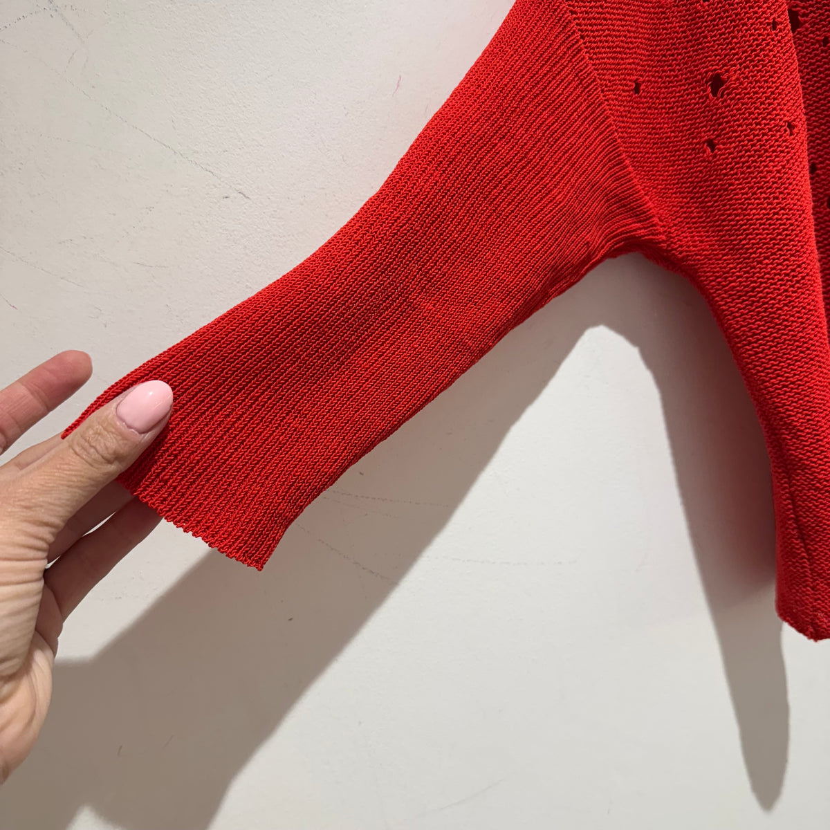 Sarah Pacini Knitwear Scatter holey crop jumper Red O/S