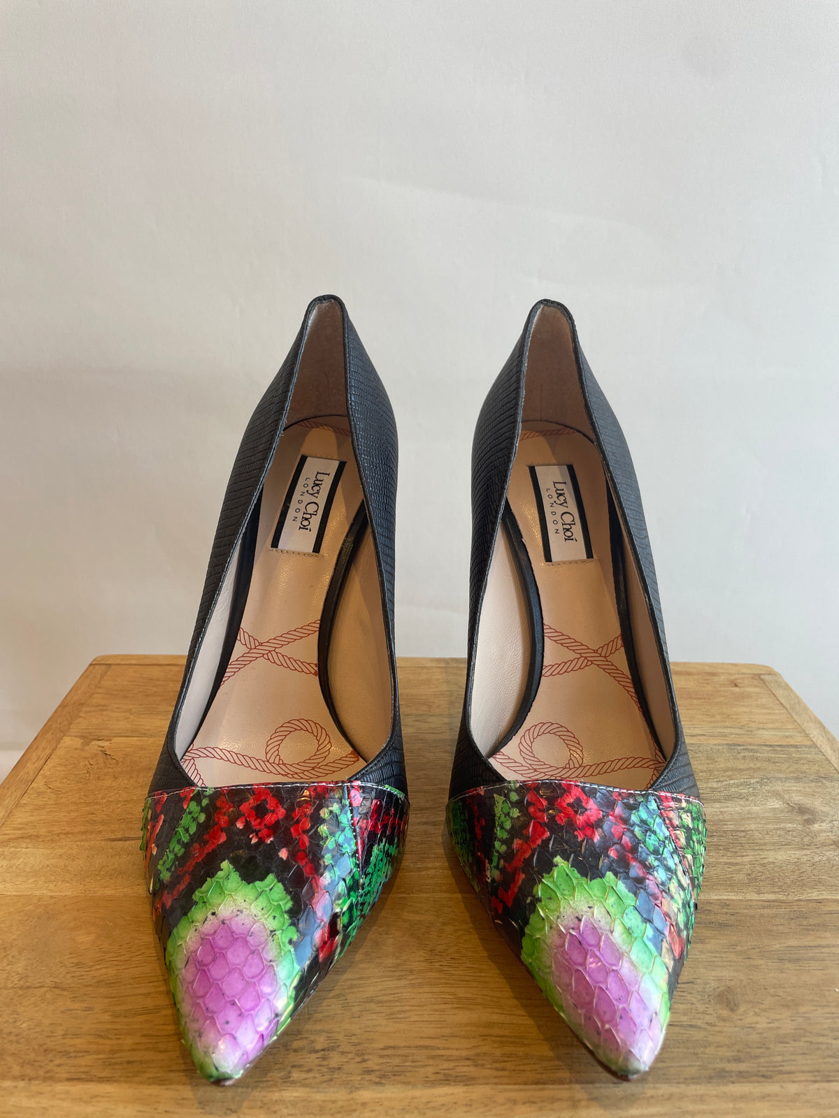 Lucy Choi snake print heels Green/Multi/Black Size 40.5