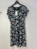 Seasalt Cornwall Riviera Dress Peony Print Black/Multi 14 Petite