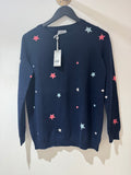 Pure Collection Jumper Navy Star Intarsia Size 8