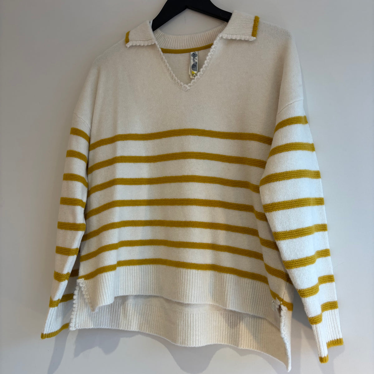 Weird Fish stripe jumper White/ochre Size 16