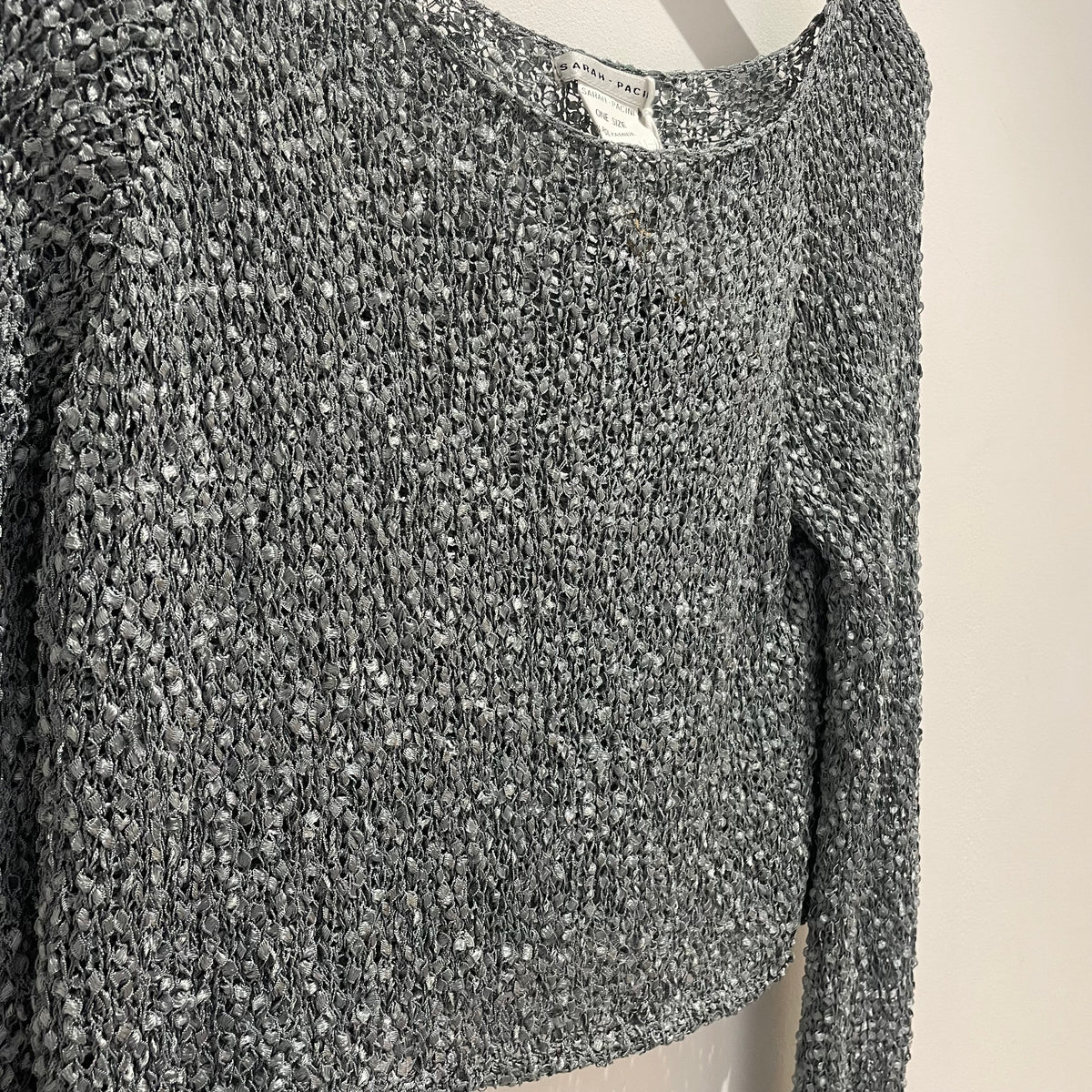 Sarah Pacini slub knit crop jumper Gunmetal OS