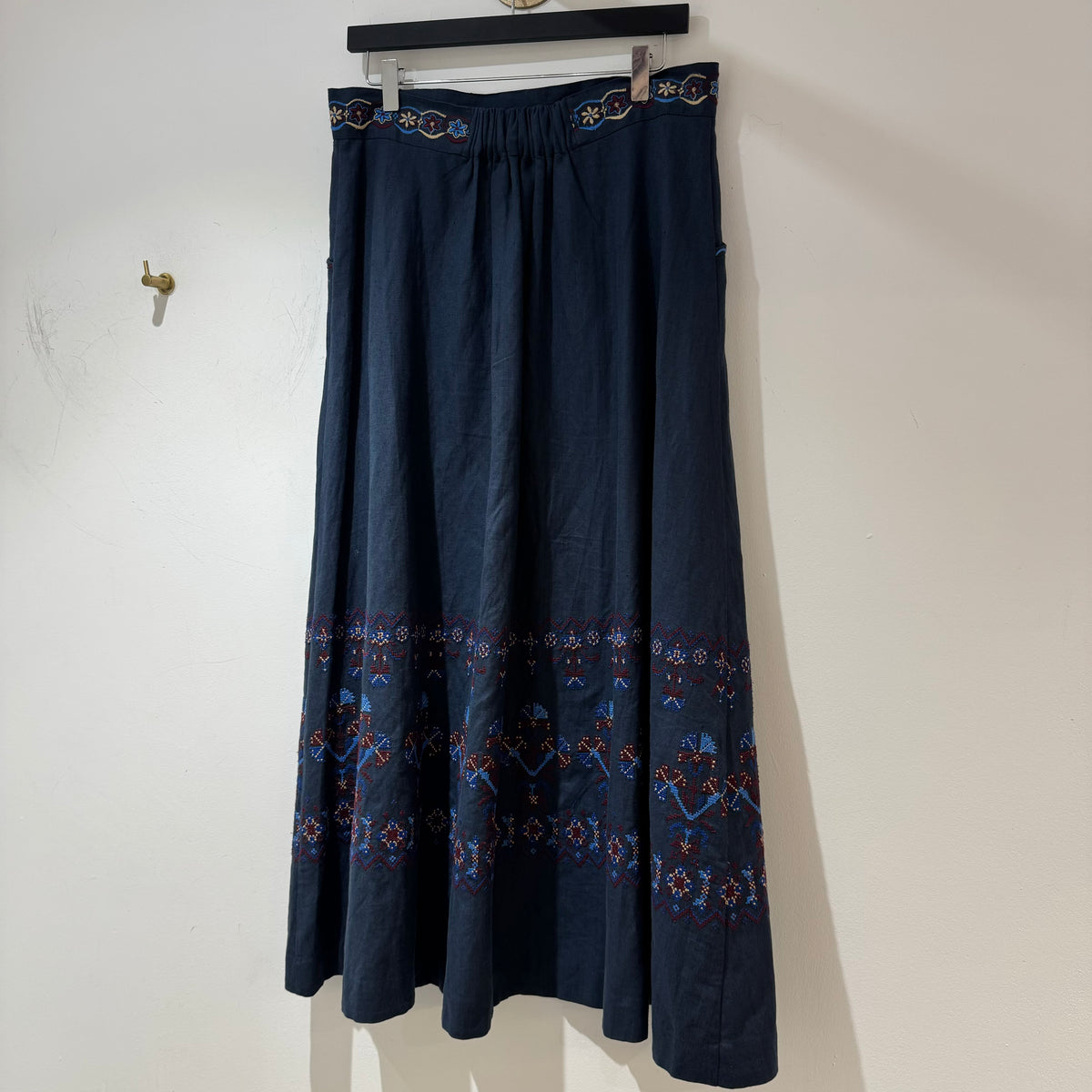 Beulah maxi embroidered skirt Navy 12