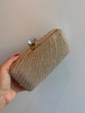 Unbranded pleated box clutch Gold