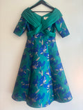 John Charles jacquard bardot occasion dress Peacock Size 10