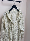 Preloved Monsoon Ditsy Print Blouse Ecru/Green XL