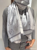 Armani silk print Scarf Grey Flower Print O/S