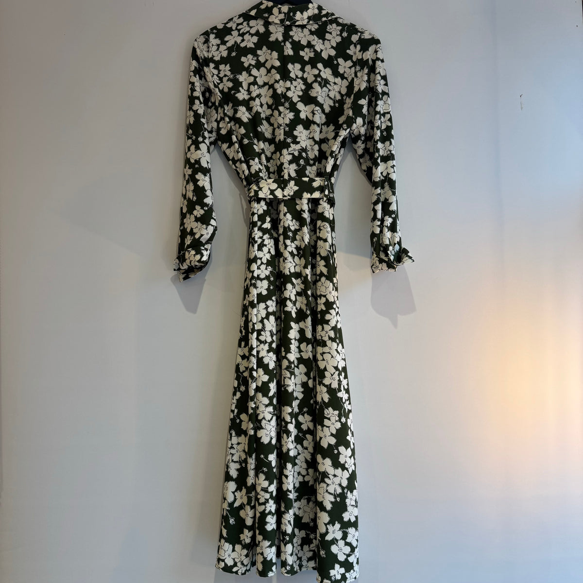 Zara flower print midi shirtdress Olive/White Small