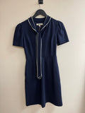 Boden Tie Neck Dress Navy/Cream Trim Size 8