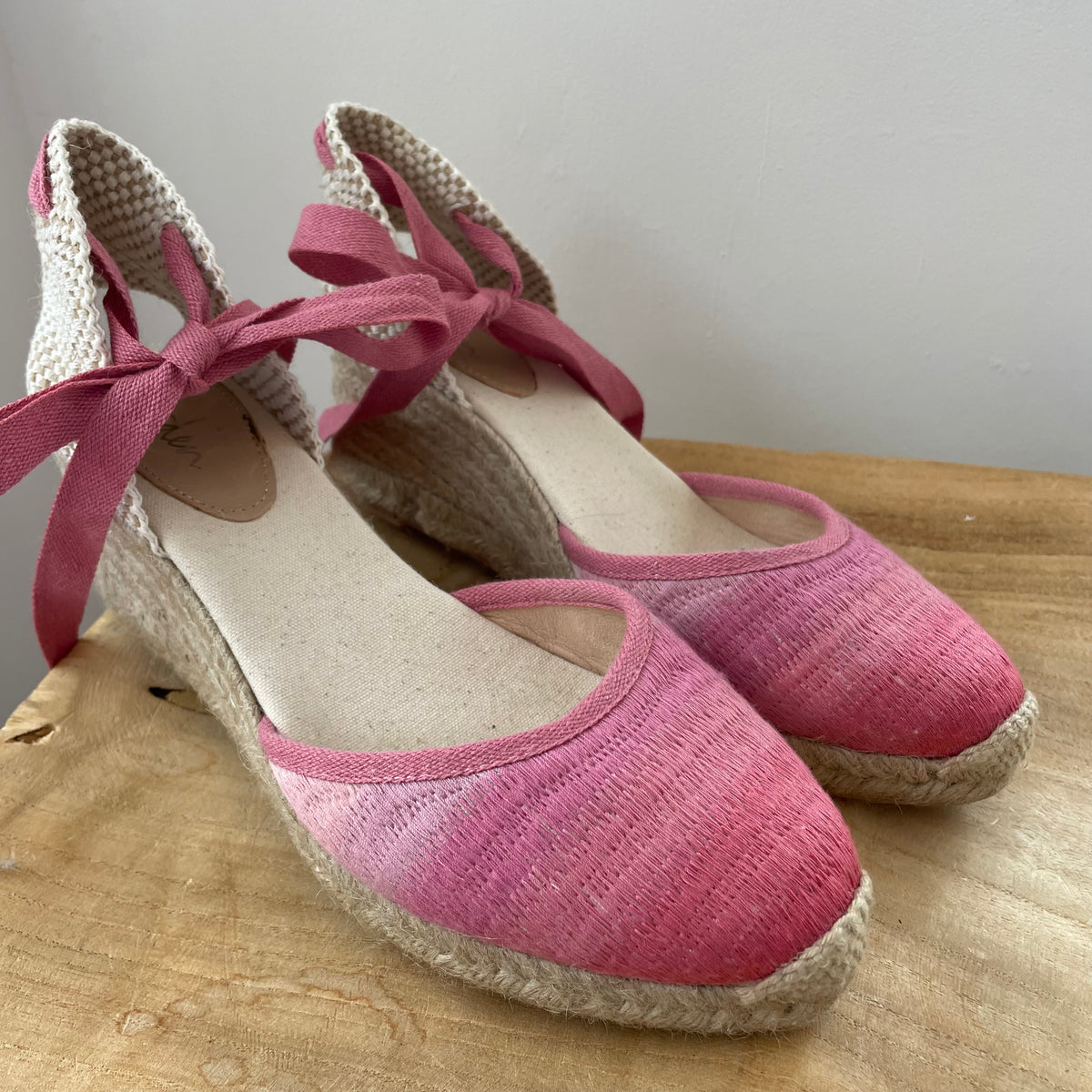 Boden woven espadrille Natural/pink Size 6