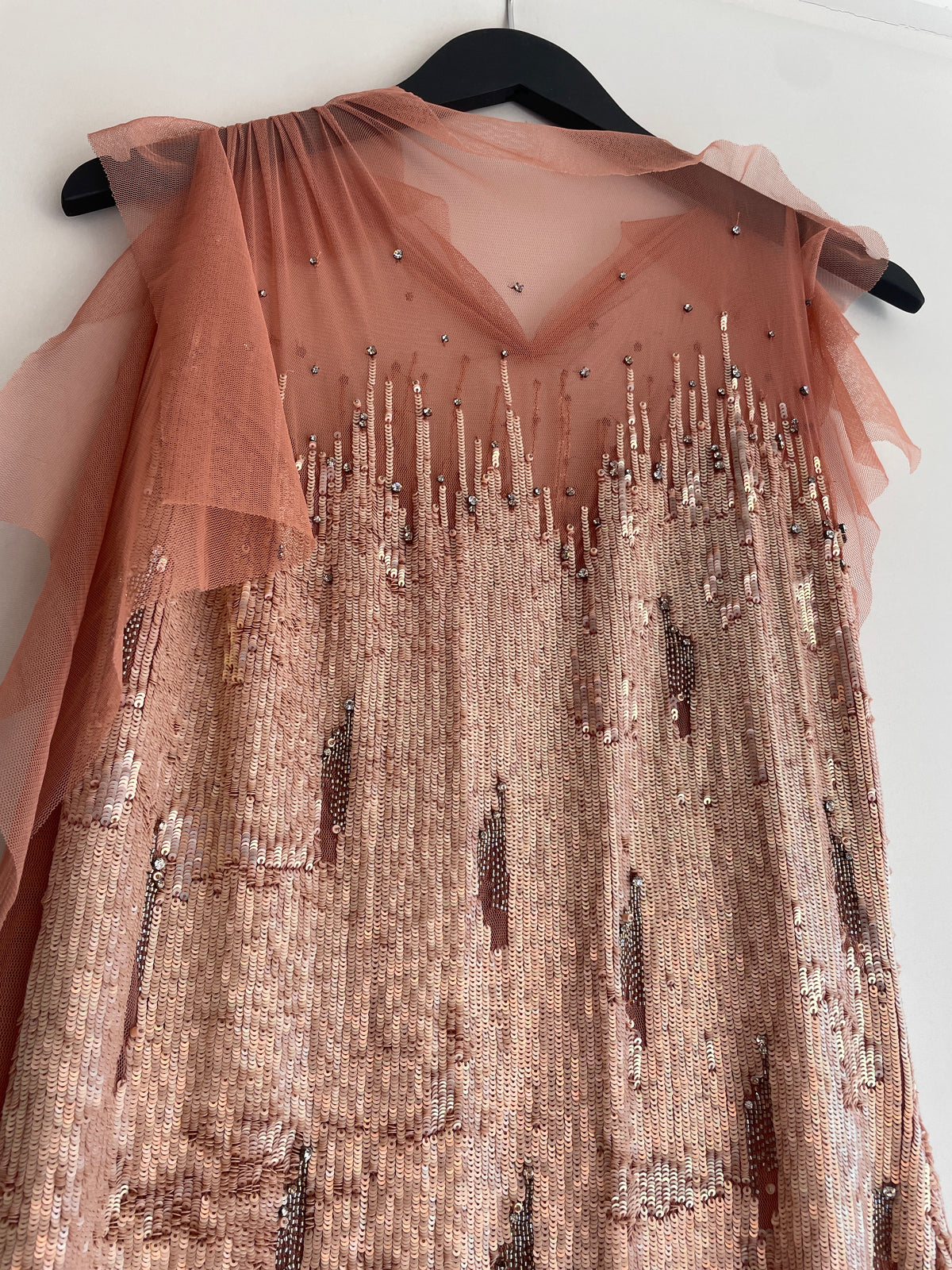 Jenny Packham Vintage Sequin/Tulle mini dress Blush/Rose Gold Size 12