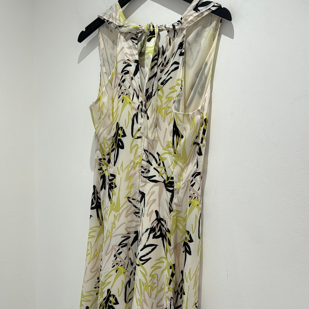 Mint Velvet print dress Ivory/lime/black size 10