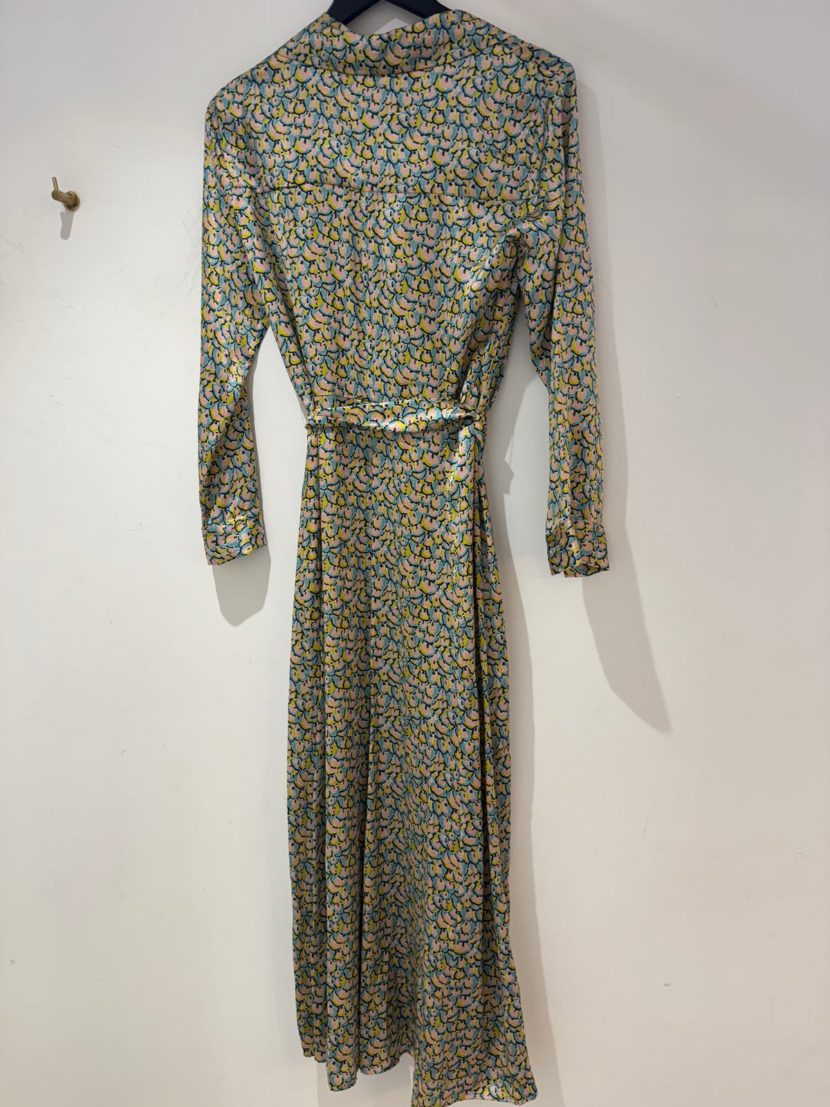 Ridley Fan print shirt dress Duck egg Blue/Chartreuse/Pink Size 8