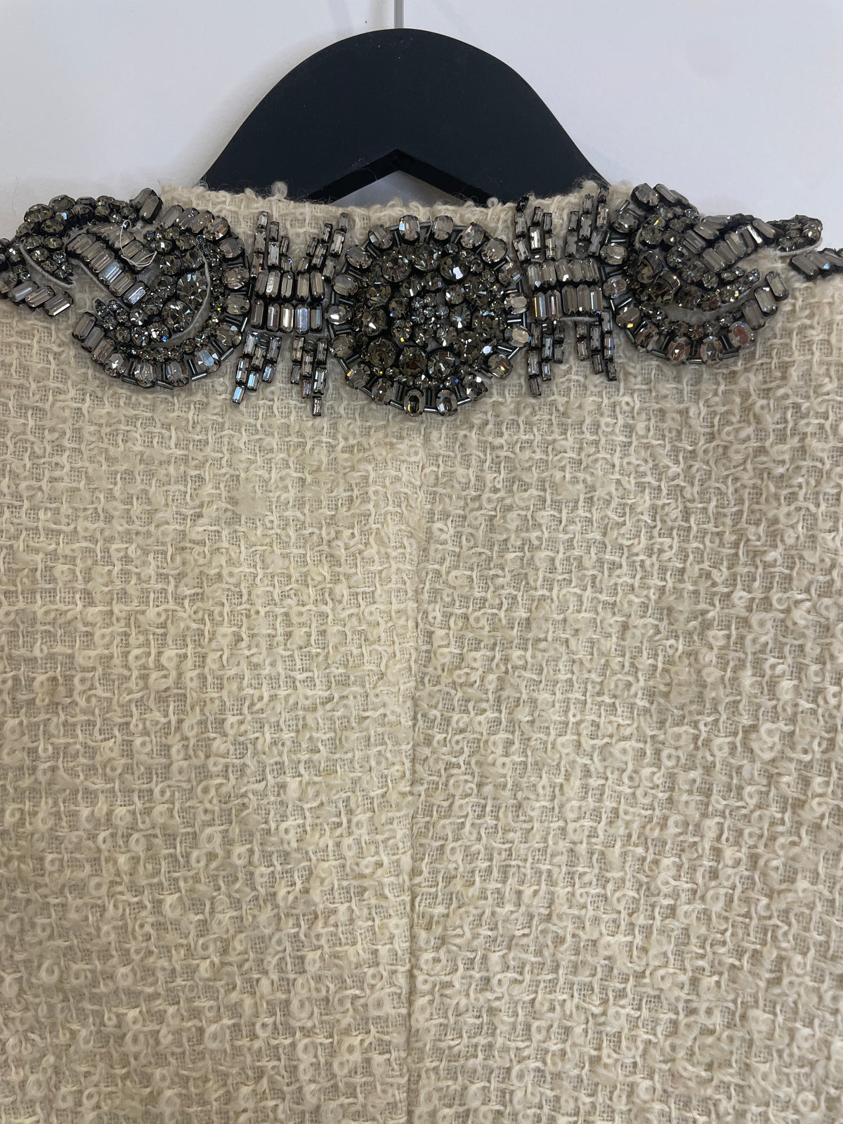 Gai Mattiolo Couture Vintage Boucle Jacket Cream/Black Diamond Crystal Size 10