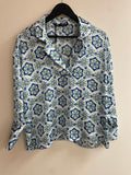 Zara Silky Tile Print Shirt Small