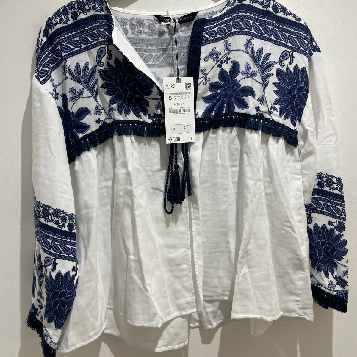 Zara kimono jacket Blue/white Small