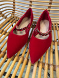 Boden velvet jewel pointed pump Red Size 6.5