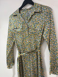 Ridley Fan print shirt dress Duck egg Blue/Chartreuse/Pink Size 8