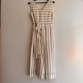 Ted Baker Linen Blend Stripe Wide Leg Crop Jumpsuit Cream Size UK 14