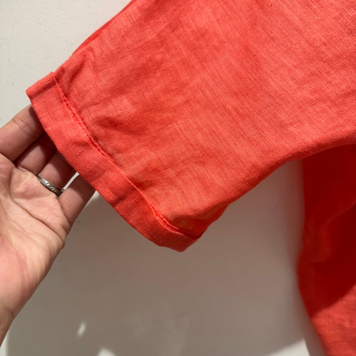 120% Lino linen contrast back Shirt Coral Size Medium