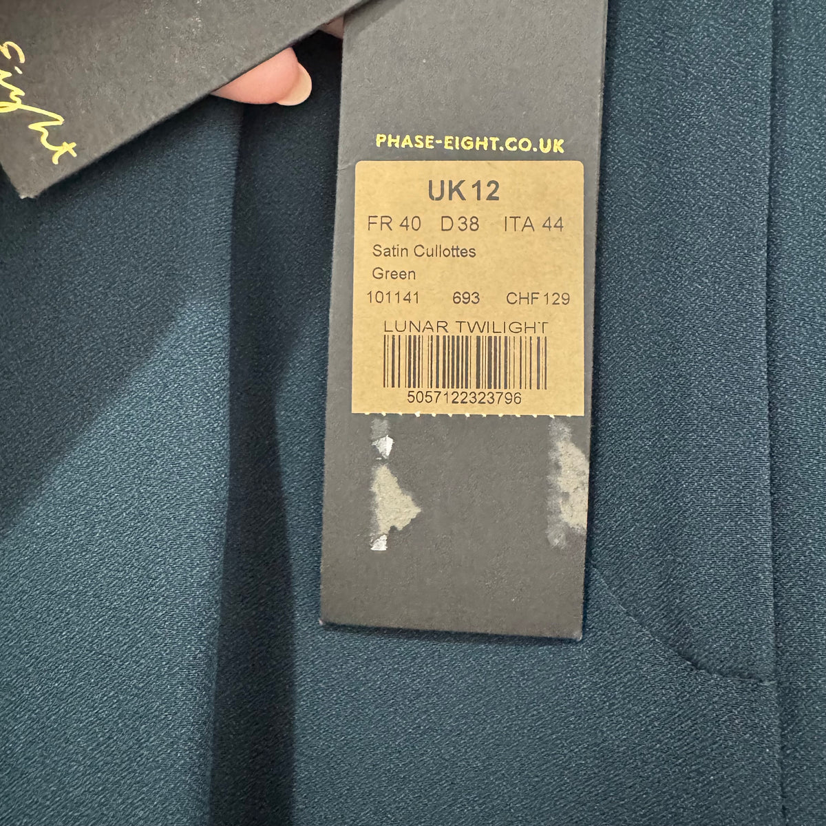 Phase Eight Lunar Twighlight satin cullotte Emerald UK 12